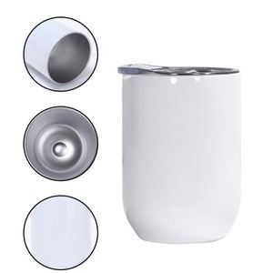 Vasos de Vino Blancos Sublimables de Acero Inoxidable de Doble Pared con Aislamiento al Vacío de 12 oz para Niños, con Tapa y Pajita - Product Image 1