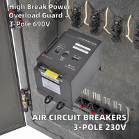 Interruptores de Circuito de Aire de Protección Industrial, 3 Polos, 50/60Hz, 230V, Mecanismo de Operación Eléctrico, Corriente Nominal de 63A, Capacidad de Ruptura de 6 KA