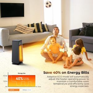 Máy sưởi điện mạnh mẽ 1500W, khuyến mãi nóng, có điều khiển từ xa, dùng cho phòng ngủ, văn phòng, sử dụng trong nhà, tích hợp quạt - Product Image 5