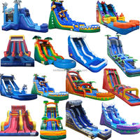 Toboggan aquatique gonflable commercial extérieur en PVC à double piste avec blocs de construction pour piscine, pour enfants, adultes, usage scolaire et résidentiel, personnalisable