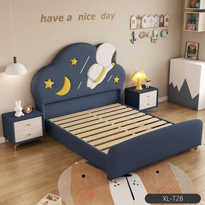 Upholstered Children's <b>Bed</b> Space Theme Cartoon <b>Single</b> <b>Bed</b> Modern Minimalist Bedroom <b>Leather</b> <b>Bed</b> for Boys - Product Image 4