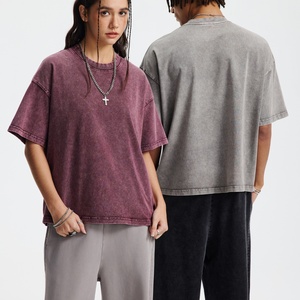 T-shirt oversize vintage personnalisé en coton 100% avec imprimé strass délavé, épaules tombantes, séchage rapide, style hip-hop pour marque streetwear - Product Image 4