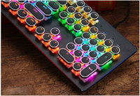 Real Mechanical Gaming Keyboard Punk RGB Round Retro Keycap Full Size 104 Keys USB Wired for PC Laptop Blue Brown Black Switch
