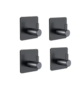 Stainless Steel Hook Towel Hook Bathroom Wall Mounted Towel Hook Black Self Adhesive