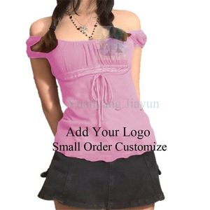 Top de encaje con cordones y patchwork, manga corta, ropa informal de verano, linda, vintage, camiseta sin mangas, camiseta <span class=keywords><strong>coquette</strong></span> para mujer - Product Image 3