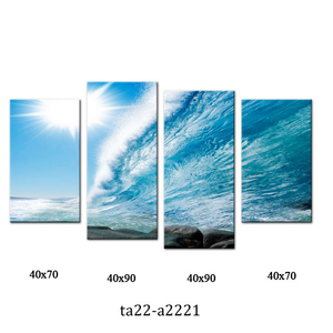 Peinture sur toile murale personnalisée en 4 panneaux, directement de l'usine, avec <span class=keywords><strong>cadre</strong></span>, représentant un paysage - Product Image 4