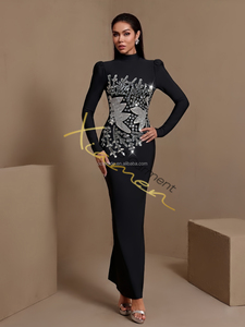 Robes de soirée élégantes à sequins argentés Ocstrade Fashion, col haut, manches longues, pour femmes, modèle 2026 - Product Image 4