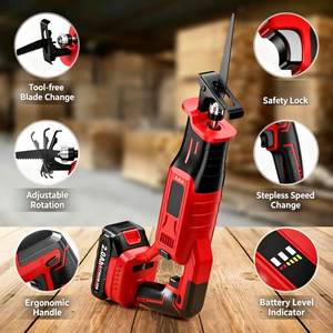 Sierra Recíproca Inalámbrica con Batería de Litio de 2.0Ah, Profundidad de Corte de 150mm, para Cortar Madera en Exteriores y Proyectos de Bricolaje - Product Image 5