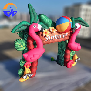 Accessoires de fête tropicales d'été, décorations hawaïennes, flamants roses, palmiers, arche <span class=keywords><strong>gonflable</strong></span> en tissu Oxford renforcé, unisexe - Product Image 2