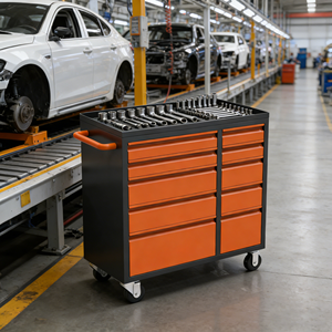 10 दराज उपकरण ट्रॉली स्टील उपकरण बॉक्स व्हील पर मोबाइल कार्यशाला भंडारण गाड़ी - Product Image 1