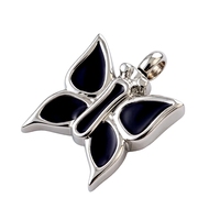 Bijoux en acier inoxydable cendres urne de crémation papillon Collier émail pendentif souvenir médaillon pour animaux de compagnie cercueil émail titulaire religieux