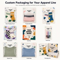 Emballage personnalisé pour vêtements imprimés, sachet refermable écologique et biodégradable pour sous-vêtements, pantalons, chaussettes, sac holographique en aluminium avec fermeture éclair