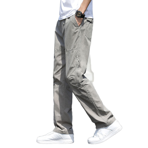 Pantalon Cargo pour Homme Gris et Noir Solide Joggers Loose Straight Oversize Cotton Casual Work Wear Versatile New Design Trousers - Product Image 1