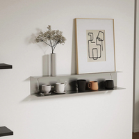 Étagères flottantes en acier inoxydable brossé de luxe, présentoir en métal, système d'étagères murales pour la décoration du salon