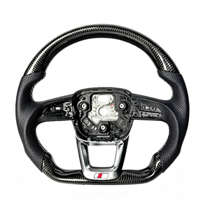Volant personnalisable en fibre de carbone noire et cuir, compatible avec <span class=keywords><strong>Audi</strong></span> A1 A3 A4 A5 A6 A7 A8 Série <span class=keywords><strong>Q</strong></span> C8 B6 B7 B8 B9 C6 C7 TT R8 - Product Image 1