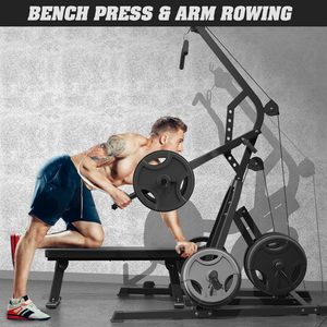 Gym Power <b>Rack</b> Squat <b>Rack</b> Lever Gym with LAT Low Row System Home Gym System Workout Station 2:1 Ratio (Without Weight <b>Plates</b>) - Product Image 4