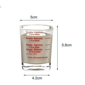 แก้วกาแฟเอสเพรสโซทรงสี่เหลี่ยมใสขนาดเล็ก2ออนซ์60มล. แก้วเหล้าไวน์เหลวแก้วช็อตแก้วแบบหนัก - Product Image 3