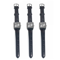 Montre minimaliste carrée en acier inoxydable Rebirth 002, bracelet en cuir PU original, montre à quartz pour homme d'affaires, bracelet assorti pour femme