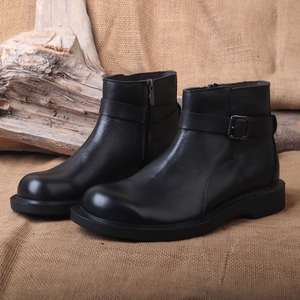 Bottines élégantes pour hommes en cuir de vachette, chaudes et confortables pour l'hiver, avec doublure en cuir véritable, design à lacets - Product Image 1