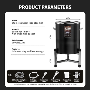 WINNERS-Olla arrocera eléctrica comercial de acero inoxidable, de 45L, vaporera eléctrica para arroz, barril de arroz al vapor con soporte para cantina de restaurante - Product Image 2