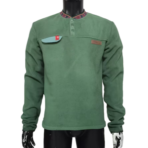 Chemise pour homme en coton 100% à double épaisseur, vintage, délavée au soleil, à manches gaufrées, col rond, impression sérigraphique - Product Image 1