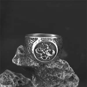 Men's Stainless Steel <b>Ring</b> Letter Pattern Geometric Design Gift Jewelry - Product Image 3