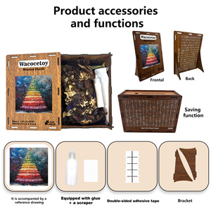 Rompecabezas de Madera de Árbol de Navidad Wacocetoy, 345 Piezas, Forma Irregular, Juguete de Ensamblaje de Alta Dificultad para Adultos - Product Image 4