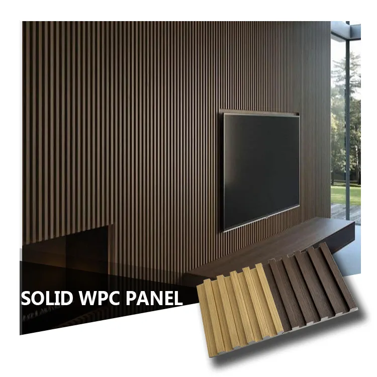 Natural Interior Five Grid Grille Real Solid Wood Timber Modern Decorative wpc wall panel wpc panel