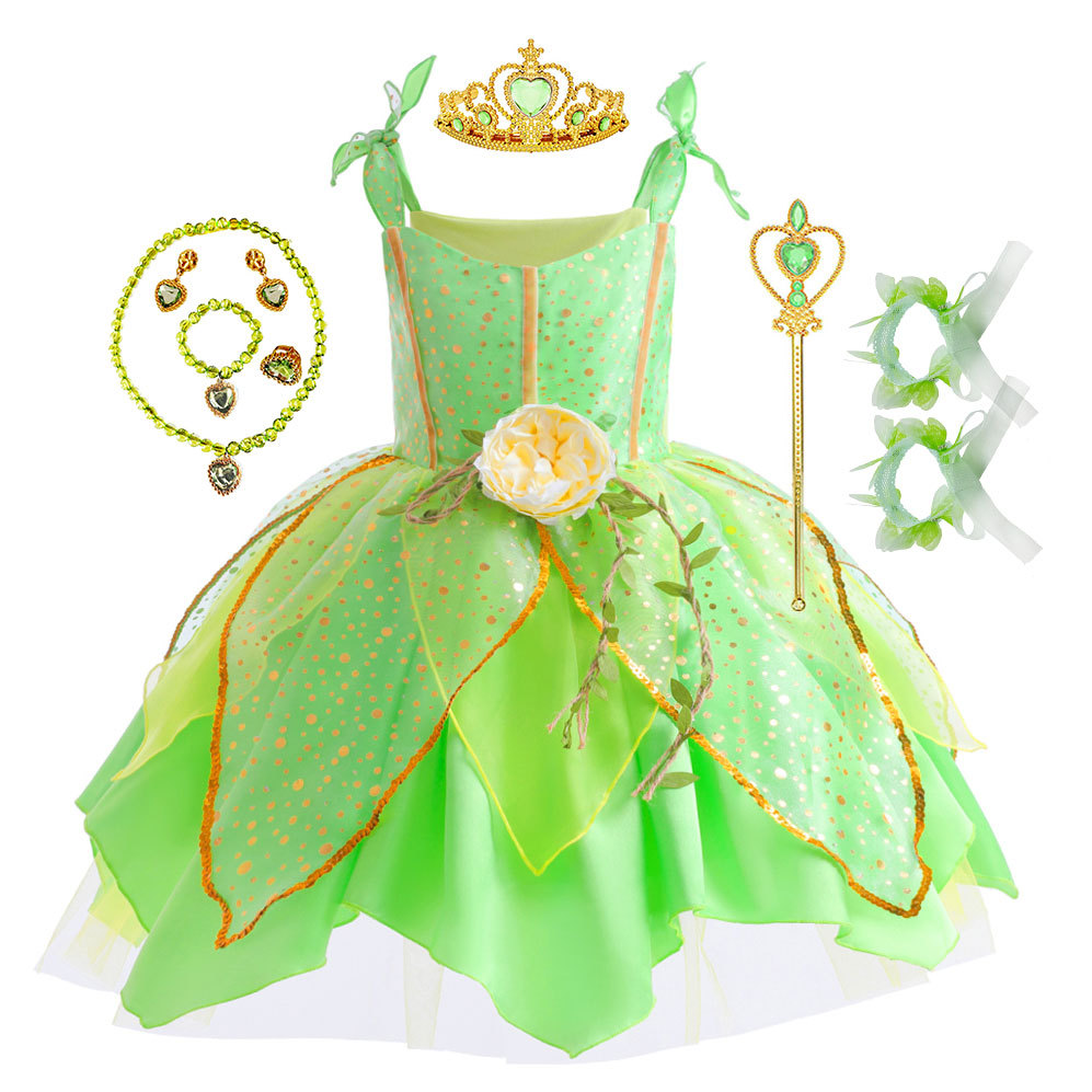 TV & Movie Cosplay Kostüme Ärmelloses grünes Feen kostüm für Mädchen Geburtstags feier Kleinkind Tinker Bell Kleid Halloween Outfit