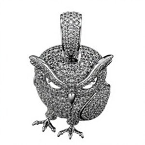 Pendentif Breloque Hibou en Moissanite Taille Ovale, Plaqué Or 18K, Tonalité Argent, Bijou Animalier, Cadeau pour Anniversaire de Mariage Classique - Product Image 4