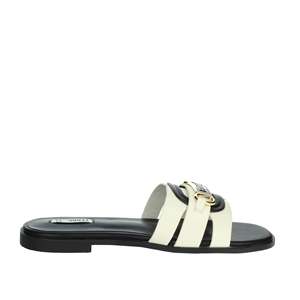 Sandalias Planas para Mujer Ferre F-254, Zapatos Deslizantes de Cuero Negro - Product Image 4
