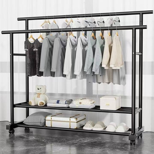 أرفف الأحذية والملابس المحمولة ، طبقات مزدوجة ، مع عجلات - Product Image 2