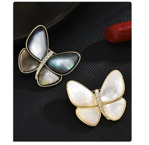 Bijoux élégants et luxueux, broche papillon en coquillage naturel des grands fonds marins - Product Image 4