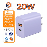 Prise USB c US 2 ports Qc 3.0 Pd Compatible 20w 18W Adaptateur de voyage portable à charge rapide Chargeur mural A + c