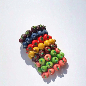 Meilleur Ensemble de Bracelets Perles Breloques Fruits Colorés en Résine Acrylique Lucite, Bijoux Chaîne Maillons Plaqué Or 18K pour Femme, Idéal Cadeau - Product Image 2