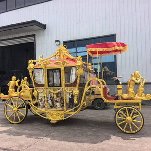 รถม้าไฟฟ้าประดับรูปปั้นทองคำสไตล์ยุโรปสำหรับงานแต่งงานและท่องเที่ยว - Product Image 3