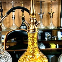 Set Hadiah Hookah Mewah Arab 57cm dengan Pot Shisha Tra-di Emas dan Aksesoris Desain Modern dari Baja Tahan Karat.