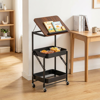 Petite table de rangement pliable sur roulettes pour cuisine, collations, dortoir, salon, table d'appoint à thé, chambre à coucher