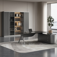 Bureau de direction en forme de L en bois avec tiroir à dossiers pour mobilier de bureau commercial
