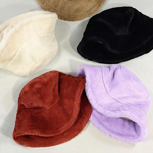 Everyday <b>Winter</b> Faux Fur Bucket Hat Unisex Soft Fluffy Warm Lightweight Fleece Fisherman <b>Cap</b> for Women Men - Product Image 5