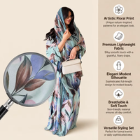 Robe longue maxi Abaya Nuosha OEM élégante à imprimé floral, coupe ample, manches longues, tenue pour femmes pour tous les jours et les occasions spéciales