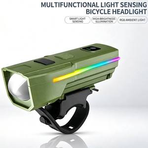 Lumière avant de vélo LED intelligente, capteur de lumière intelligent, lampe de vélo rechargeable par USB, étanche, lumière de cyclisme sur route et <span class=keywords><strong>VTT</strong></span> pour la nuit - Product Image 3