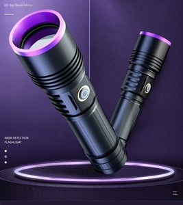 Kép ánh sáng màu tím + trắng 395nm Zoomable Torch LED có thể sạc lại pin 18650 365nm UV mini đèn pin - Product Image 1