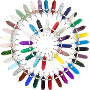 Pierre Naturelle Quartz Hexagonal Agate Balle Pendule Cristal Pendentif Collier pour Femmes et Hommes Chaîne en Acier Inoxydable - Product Image 1