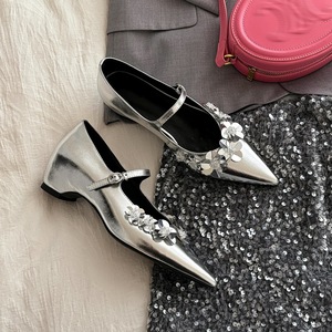 Versione Designer di <span class=keywords><strong>Scarpe</strong></span> Mary Jane <span class=keywords><strong>con</strong></span> Paillettes Floreali per Donne, Eleganti <span class=keywords><strong>Scarpe</strong></span> <span class=keywords><strong>con</strong></span> Tacco Nascosto e Punta a Spillo su Piattaforma - Product Image 3