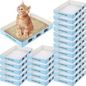 डिस्पोजेबल बिल्ली कूड़े बॉक्स बंधनेवाला यात्रा बिल्ली कूड़े ट्रे निविड़ अंधकार कोटिंग कागज कम प्रविष्टि लघु किट्टी बिल्ली कूड़े बॉक्स