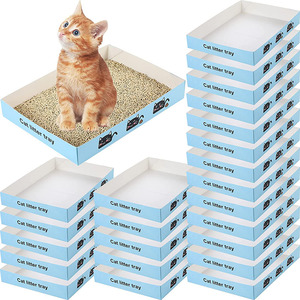 Bac à litière jetable pour chat Bac à litière pliable pour chat de voyage Papier de revêtement étanche Boîte à litière pour chat à faible entrée - Product Image 1