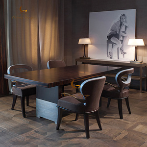 French Minimalist Restaurant Furniture Luxury Style <b>Armchair</b> Dark Solid Wood Frame <b>Dining</b> Chair for Villa - Product Image 4