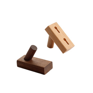Lideshi Solid Wood Wall Hooks Rectangle Minimalist Design No Drill Installation Key Mail Organizer - Product Image 1