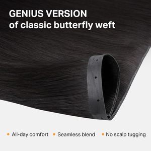 Extensions de <span class=keywords><strong>cheveux</strong></span> humains Butterfly Weft, brun <span class=keywords><strong>foncé</strong></span>, 18 pouces, 100g, micro-perles nouées à la main - Product Image 2